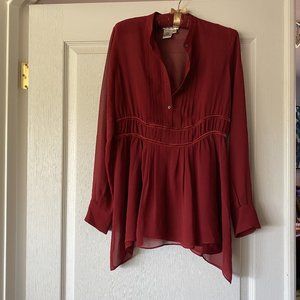Max Studio Red Silk Blouse
